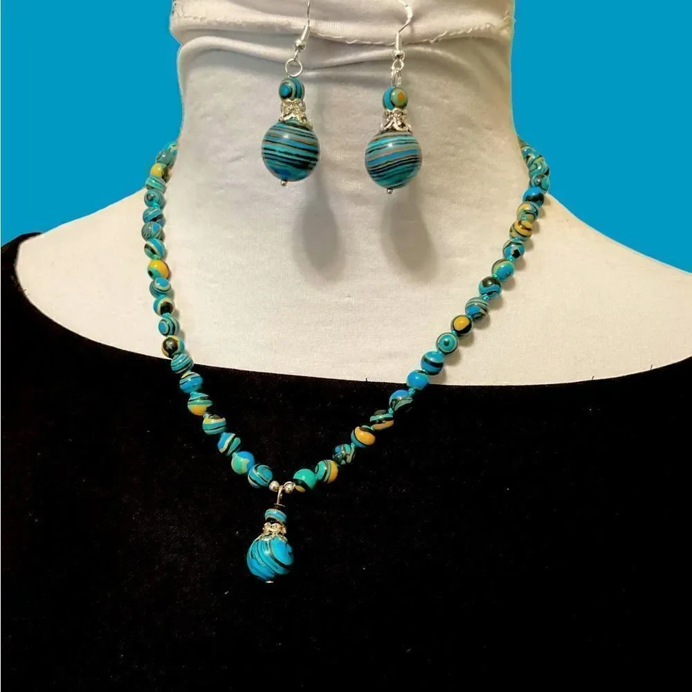 Multi Turquoise (Calcilica) Necklace Earring Set NWT Black Friday sale!